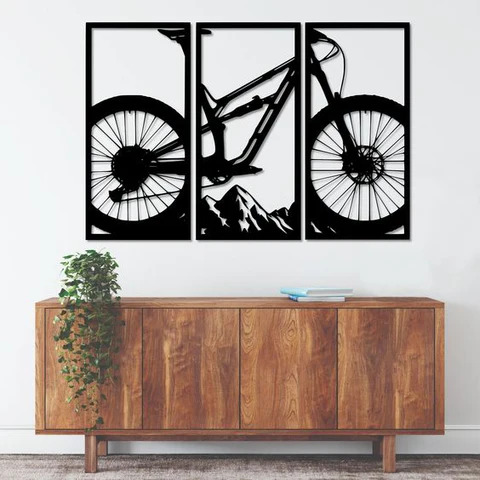 Beautiful Bicycle In 3 frames For Wall Decor